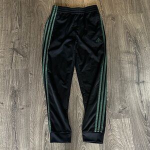 Boys Adidas Black and Green Jogger Pants
